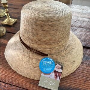 Anthropologie Natural Straw Sun Hat with Brown Band